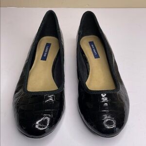 LANDS’ END Flats Patent Leather Crock Embossed Suede Trim Balletcore Slip-On 8
